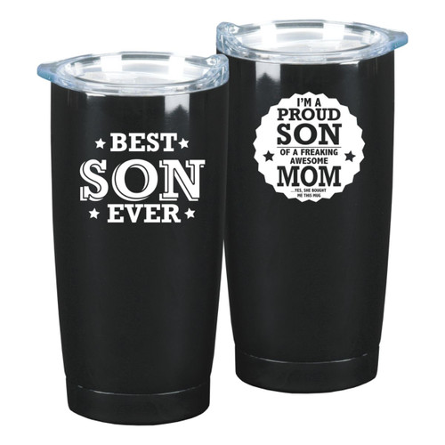 20oz Black and White "Best Son Ever" Travel Tumbler - IMAGE 1