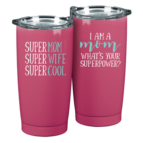 Stainless Steel Super Mom Super Wife Super Cool Travel Tumbler - 20oz - IMAGE 1
