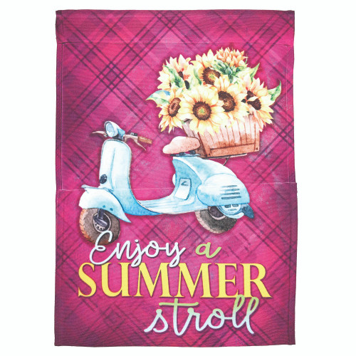 Enjoy a Summer Stroll Scooter Sublimated Print Outdoor House Flag - 44" x 30" - IMAGE 1