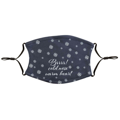 Snowflake Adult Face Mask - 7" - Navy Blue and White - IMAGE 1