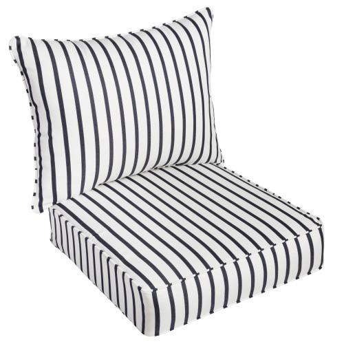 23" White and Blue Pin Stripe Sunbrella Deep Seating Pillow and Sofa Chair Cushion - IMAGE 1