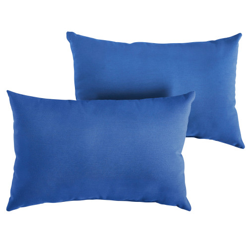Set of 2 13" x 20" True Blue Solid Subrella Indoor and Outdoor Lumbar Pillows - IMAGE 1