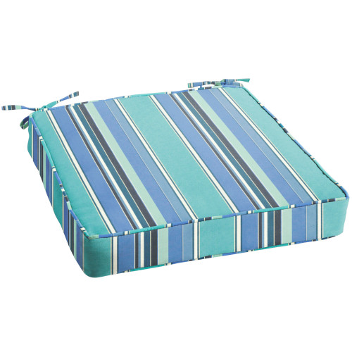 19" Blue Stripes Decorative Single Chair Cushion Pillow - IMAGE 1