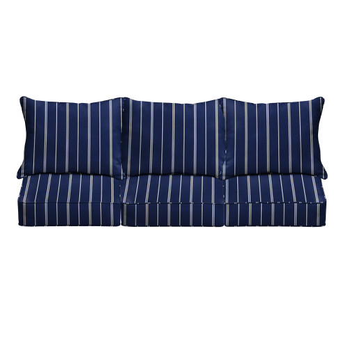 25" Navy Blue and White Stripe Sunbrella Deep Seating Pillow and Sofa Chair Cushion - IMAGE 1