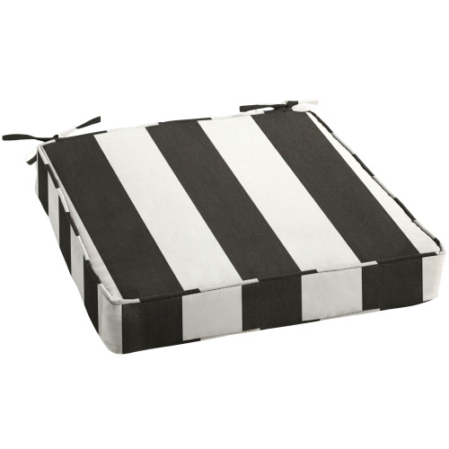 19" Cabana Black and White Classic Stripes Decorative Single Chair Cushion Pillow - IMAGE 1