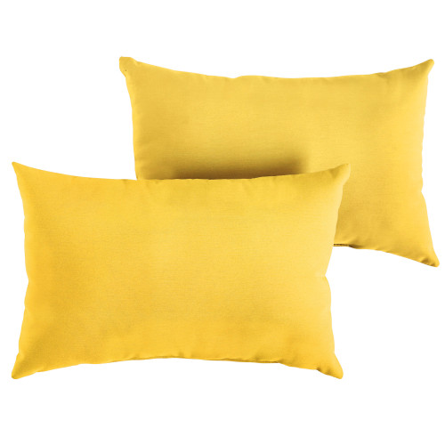 Set of 2 13" x 20" Sunflower Yellow Solid Subrella Indoor and Outdoor Lumbar Pillows - IMAGE 1