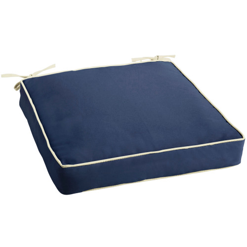 25" Navy Blue and Ivory Sunbrella Deep Seating Chair Cushion - IMAGE 1