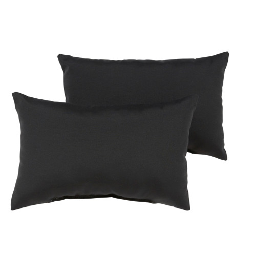 Set of 2 13" x 20" Charcoal Black Solid Subrella Indoor and Outdoor Lumbar Pillows - IMAGE 1