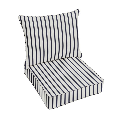 22.50" Navy Blue and White Stripe Sunbrella Indoor and Outdoor Single Deep Seating Cushion - IMAGE 1