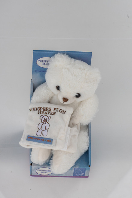 10" White and Blue Whispers From Heaven Teddy Bear Plush Toy - IMAGE 1