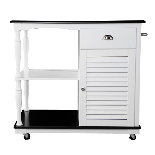 38" Black and White Contemporary Kitchen Island with Storage - IMAGE 1