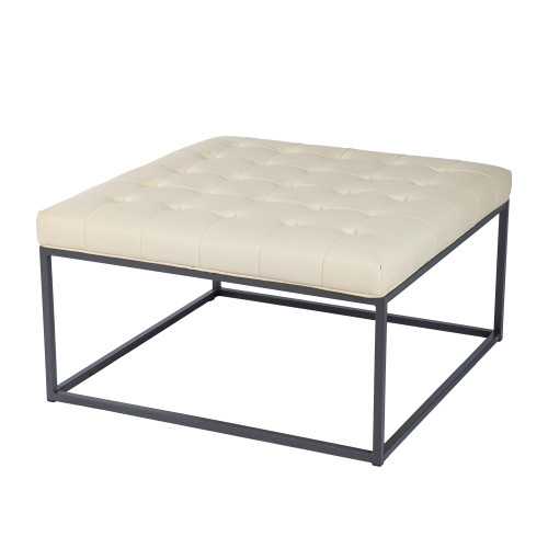 34.75" White and Gray Modern Style Upholstered Cocktail Ottoman - IMAGE 1