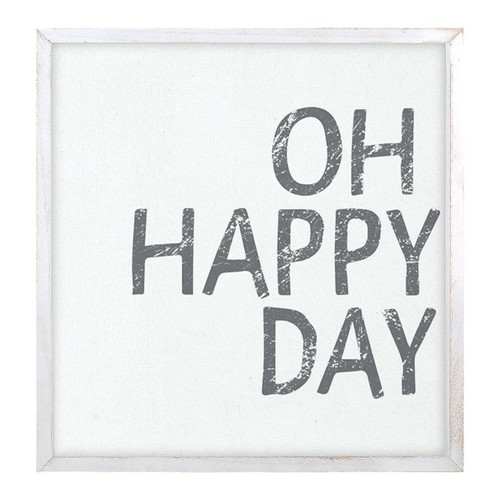 24" White Decorative Word Board with Oh Happy Day Print Design - IMAGE 1