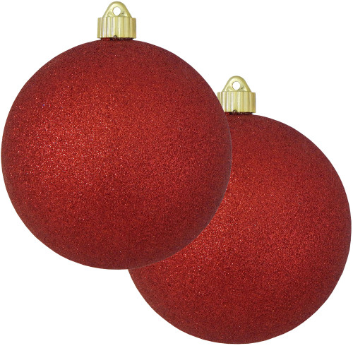 2ct Red Shatterproof Christmas Ball Ornament  6" (150mm) - IMAGE 1