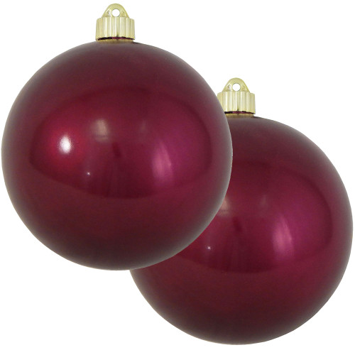 Shiny Finish Shatterproof Christmas Ball Ornaments - 6" (150mm) - Merlot Red - 2ct - IMAGE 1
