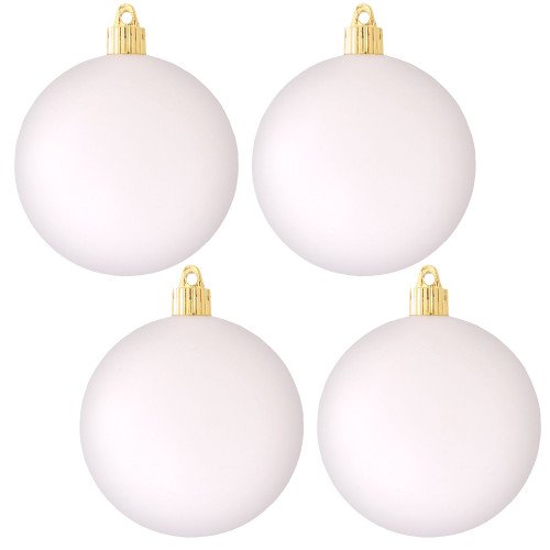 4ct Cloud White Matte Finish Shatterproof Christmas Ball Ornaments 4" (100mm) - IMAGE 1