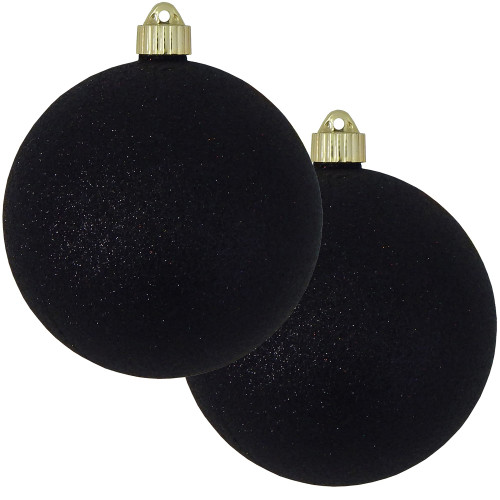 Matte Finish Shatterproof Christmas Ball Ornaments - 6" (150mm) - Onyx Black - 2ct - IMAGE 1