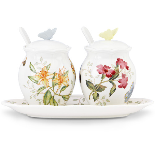 Set of 7 White, Red, and Green Home Accents and Gift Collections Butterfly Meadow Condiment, 8.25" - IMAGE 1