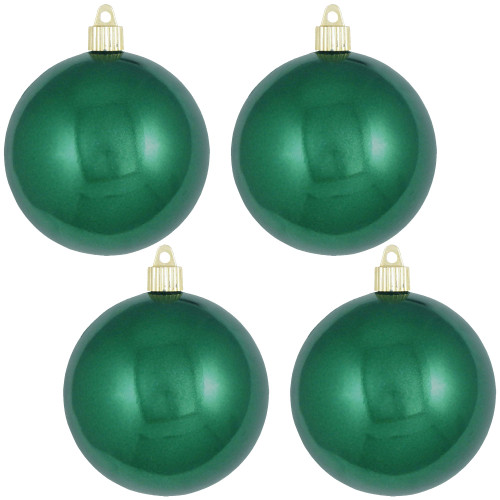 Shiny Finish Shatterproof Christmas Ball Ornaments - 4" (100mm) - Blarney Green - 4ct - IMAGE 1