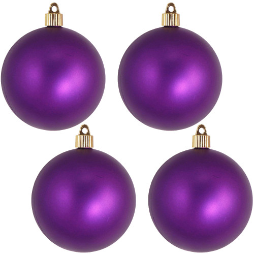 4ct Purple Shatterproof Christmas Ball Ornaments 4" (100mm) - IMAGE 1