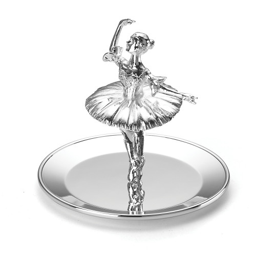 4.5" Silver Unique Ballerina Round Ring Holder - IMAGE 1
