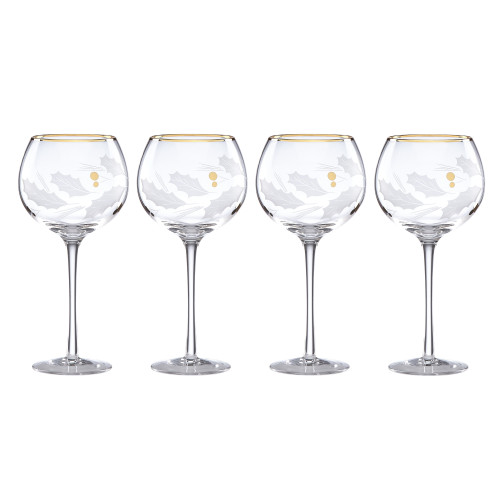 Set of 4 Clear Glass Contemporary Holiday Balloon Glasses - IMAGE 1