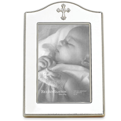 9.5" Silver Plate Abbey Cross 4 x 6 Rectangular Photo Frame - IMAGE 1