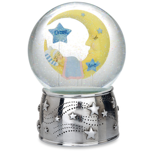 7.5" Silver and Yellow Contemporary Silverplate Musical Water Globe - IMAGE 1