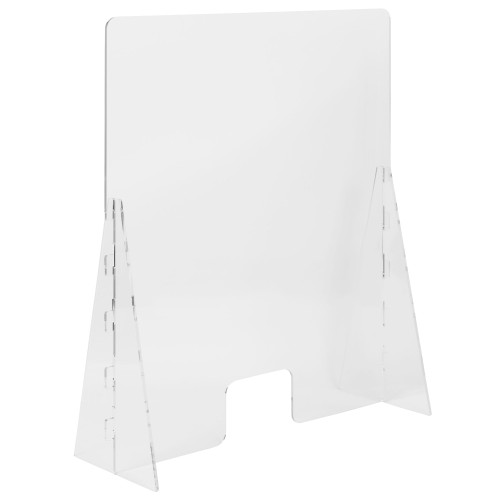 42" Clear Freestanding Register Shield and Sneeze Guard - IMAGE 1