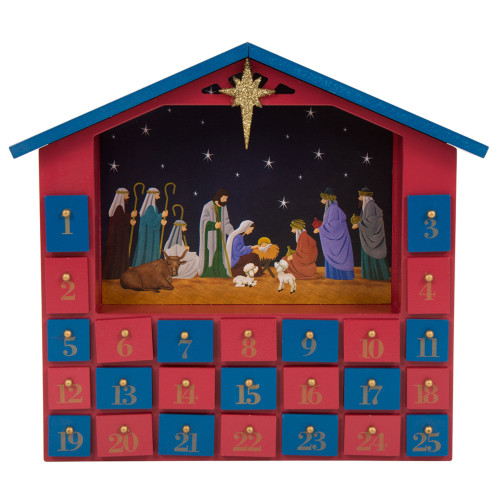 13" Nativity Scene Christmas Advent Calendar with Drawers - IMAGE 1