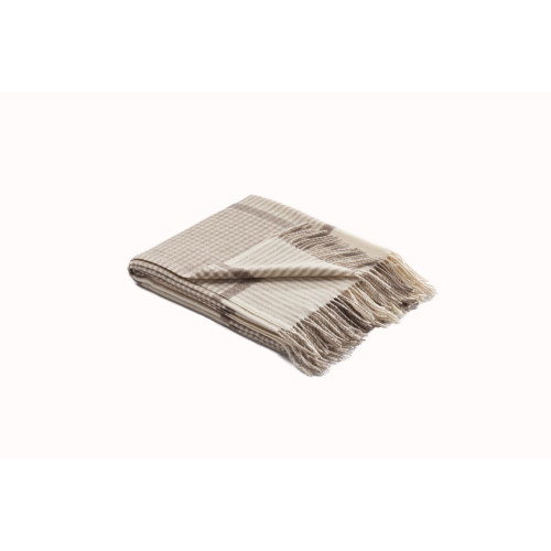 5.75' X 4.25' Creamy Beige Merino Wool Throw Blanket - IMAGE 1
