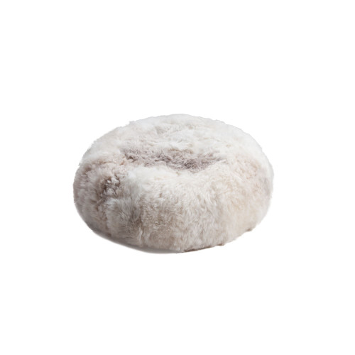 22" White Icelandic Shearling Melange Ottoman - IMAGE 1