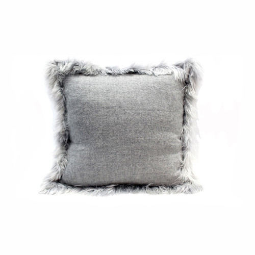 18" Gray Woven Alpaca Decorative Cushion - Feather and Down Filler - IMAGE 1