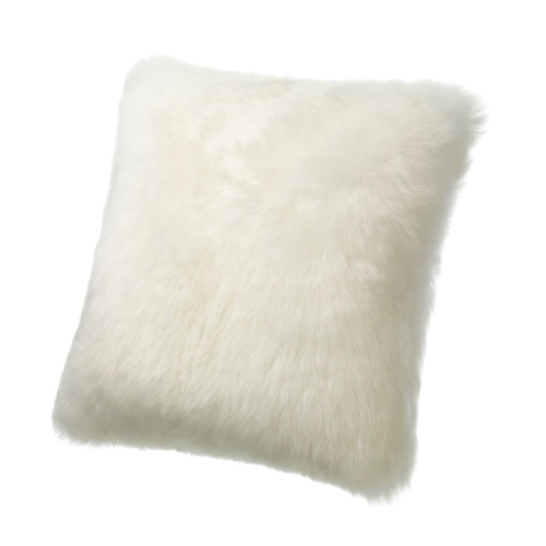 24" Ivory White Square Decorative Longwool Sheepskin Cushion - Wool Filler - IMAGE 1