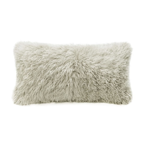 22" Off White Decorative Longwool Curly Sheepskin Cushion - Wool Filler - IMAGE 1