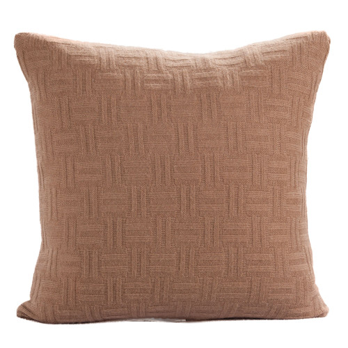 22" Camel Brown Decorative Cushion - Feather and Down Filler - IMAGE 1