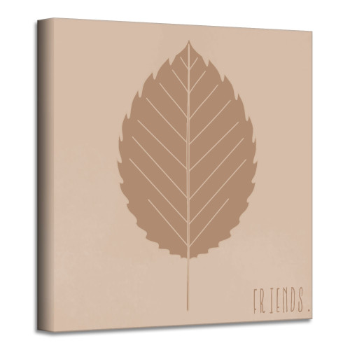 Brown and Beige Minimal Leaf II Canvas Thanksgiving Wall Art Decor 30" x 30" - IMAGE 1