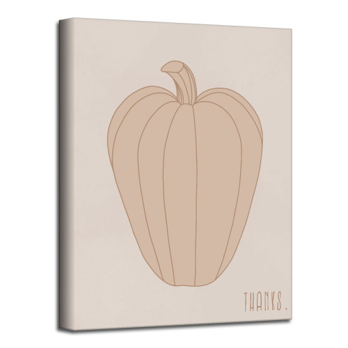 Brown and Beige Minimal Pumpkin I Canvas Thanksgiving Wall Art Decor 40" x 30" - IMAGE 1