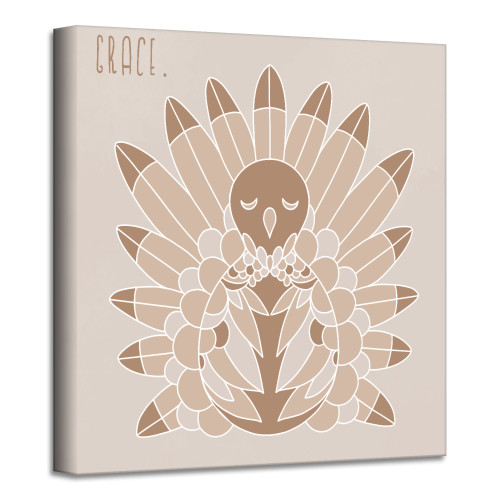 Brown and Beige Minimal Turkey I Canvas Thanks Giving Wall Art Decor 12" x 12" - IMAGE 1