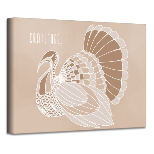 Brown and Beige Minimal Turkey II Canvas Thanks Giving Wall Art Decor 30" x 40" - IMAGE 1