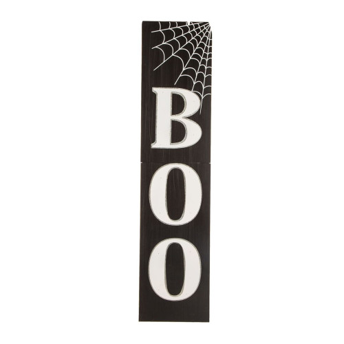 Spider Web "BOO" Halloween Porch Sign Decoration - 47.75" - Black and White - IMAGE 1