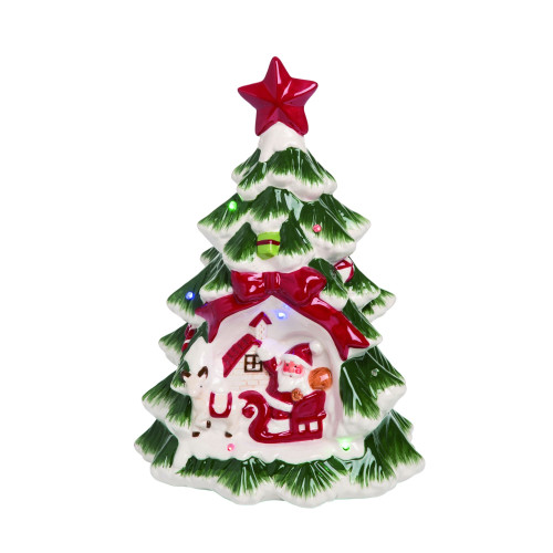 13" Pre-Lit Musical Santa Christmas Tree Decoration - IMAGE 1