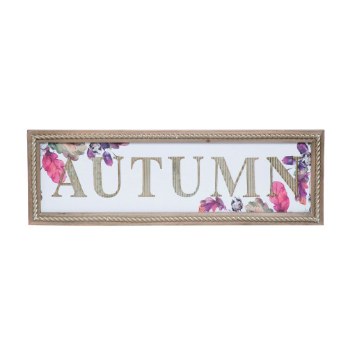 34" Fall Leaves "AUTUMN" Framed Harvest Wall Decor - IMAGE 1