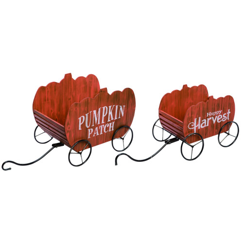 Set of 2 "Pumpkin Patch" Trolley Thanksgiving Tabletop Decorations 24" - IMAGE 1