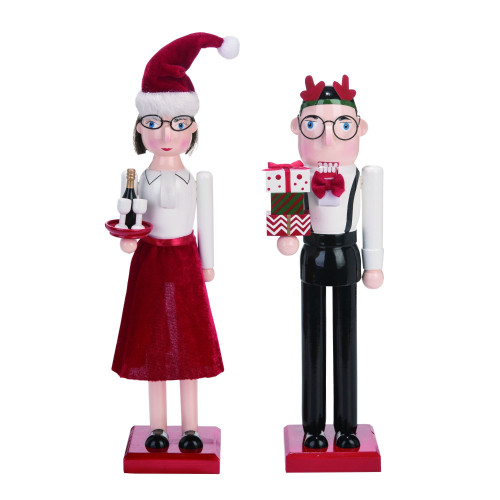 Set of 2 Spectacles Couple Christmas Figurine 15" - IMAGE 1