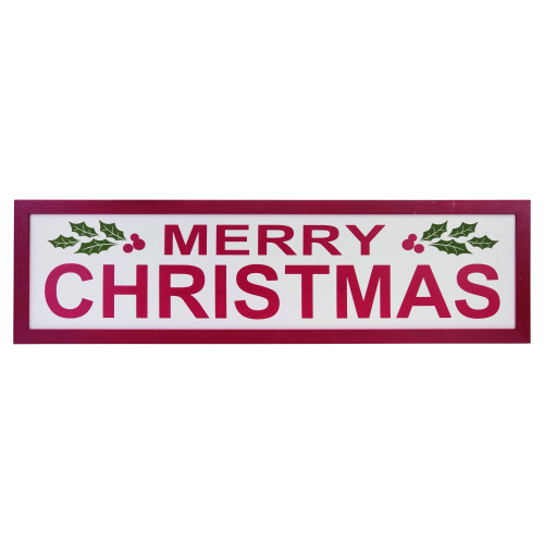 43" Pink and White Christmas "Merry Christmas" Wall Sign - IMAGE 1