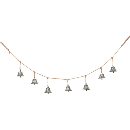 56" Silver Rustic Finish Bell Christmas Wall Banner - IMAGE 1