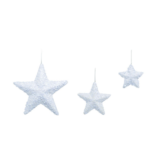 Set of 3 White Glitzy Stars Christmas Wall Decors 14" - IMAGE 1