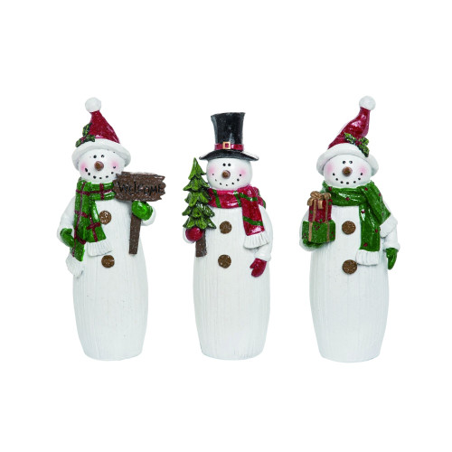 Set of 3 Christmas Glitter Snowman Figurines 10" - IMAGE 1