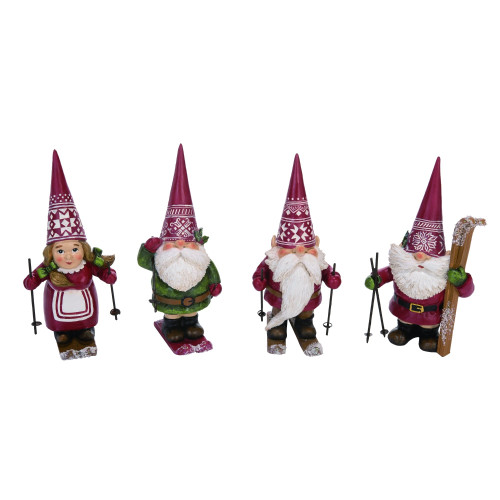 Set of 4 Red Christmas Nordic Gnome Figurines 8" - IMAGE 1